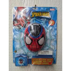 NEW Amazing Spider-Man Web 2006 Clinging Shower Am/Fm Radio CIB